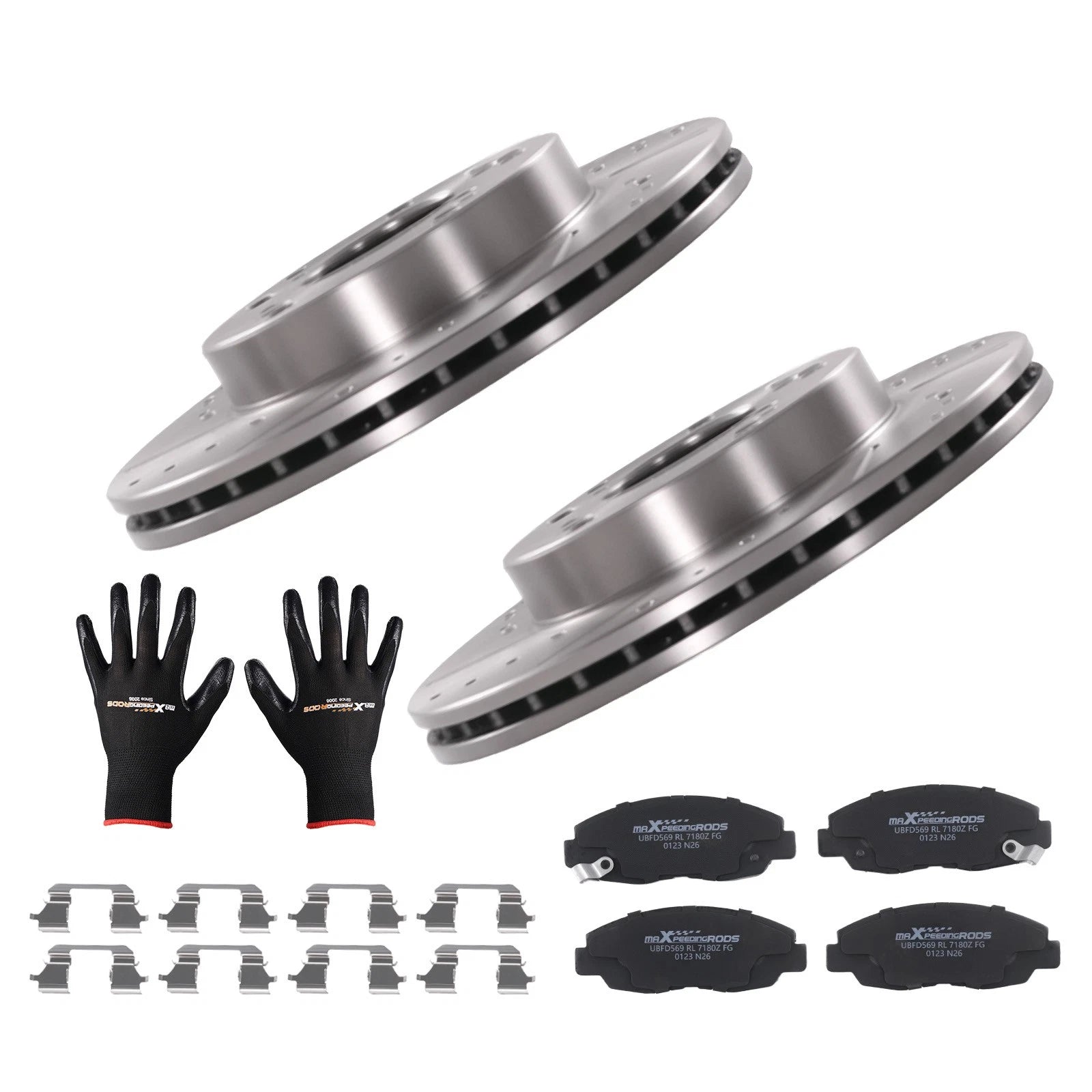 Front Drilled Slotted Brake Rotors Pads for Honda Civic2006-2011 DX DX-G EX EX-L