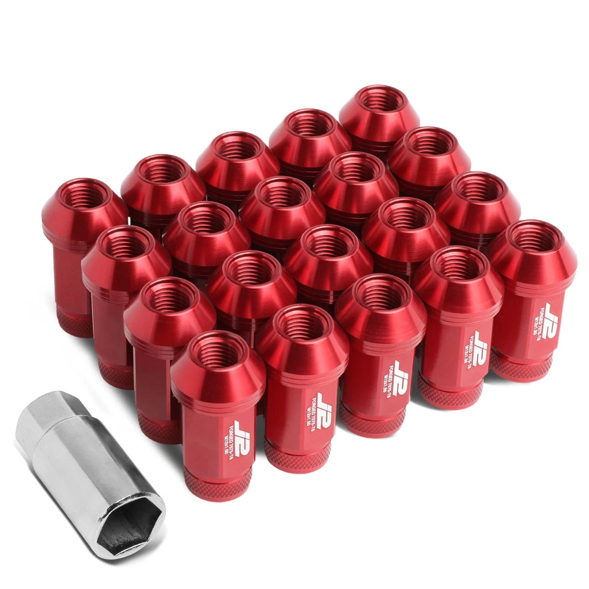 J2 7075 Forged Aluminum M12x1.5 5cm Knurled Top Lug Nut Kit+adapter