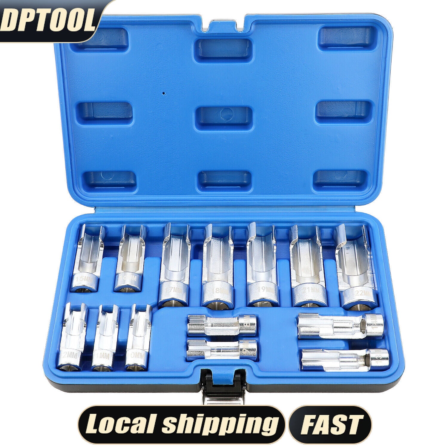3/8" 1/2" Drive Diesel Injector Fuel Line Socket Wrench Set Metric 8-22mm Flare