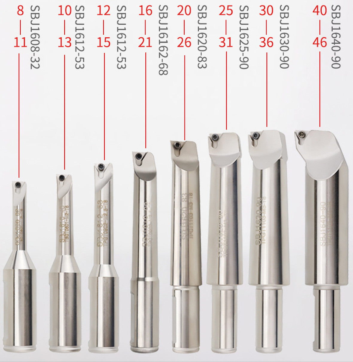 8pcs 16mm Shank Indexable Boring Bar Set For Nbj16 Boring Head