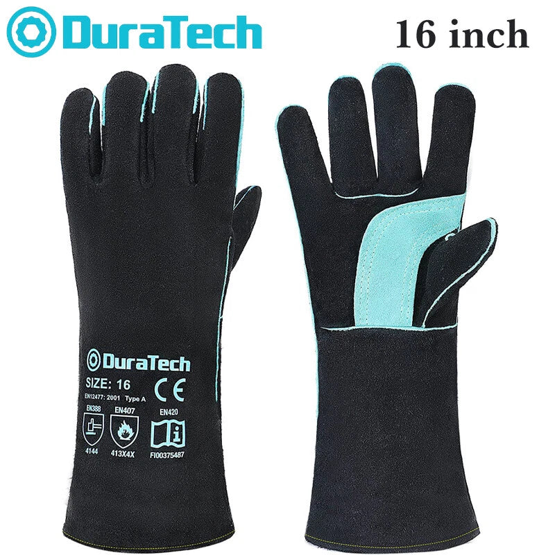 Duratech 16" Welding Gloves Fireplace Heat/fire Resistant Cow Leather