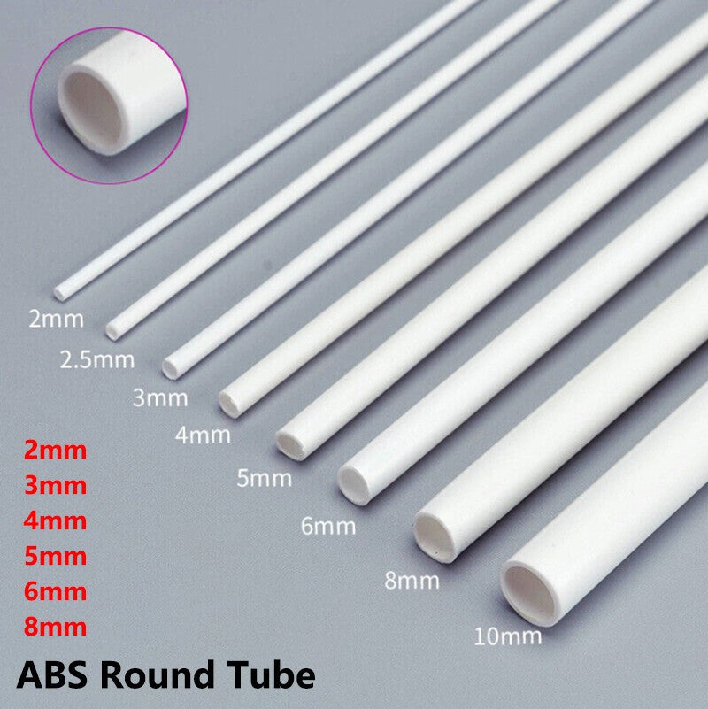 2mm-8mm White ABS Round Hollow Tube 250mm