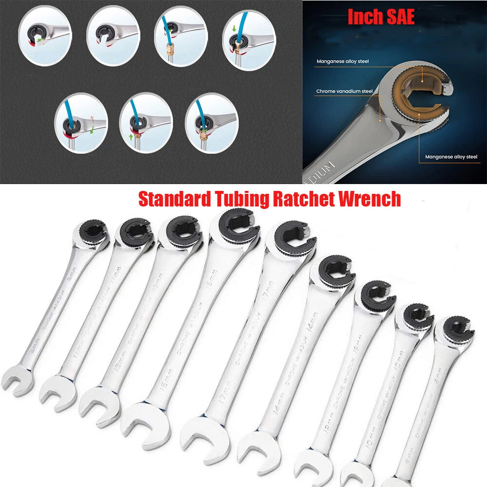 Standard Tubing Ratchet Wrench Inch Sae Wrench 72 Gears Cr-v Repair