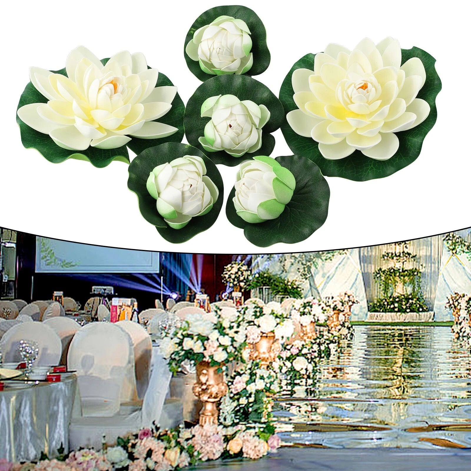 Floating Plants Water Lily Artificial Lotus-flower Leaf Pond Garden