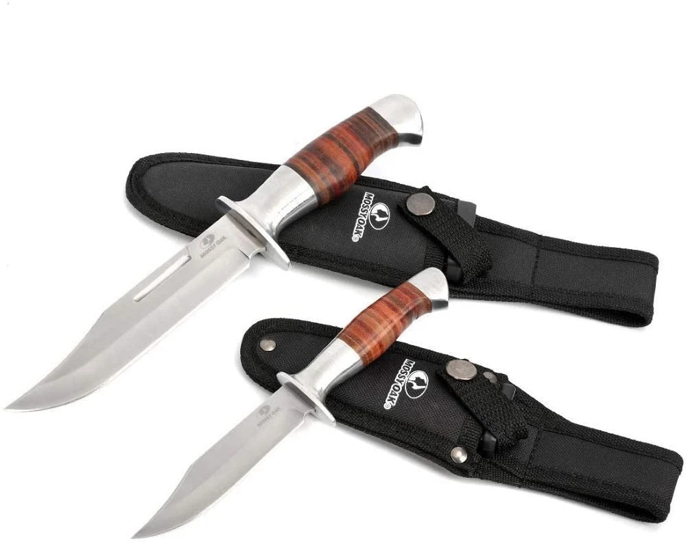 Mossy Oak Fixed Blade Full Tang Bowie Knife With Leather Handle