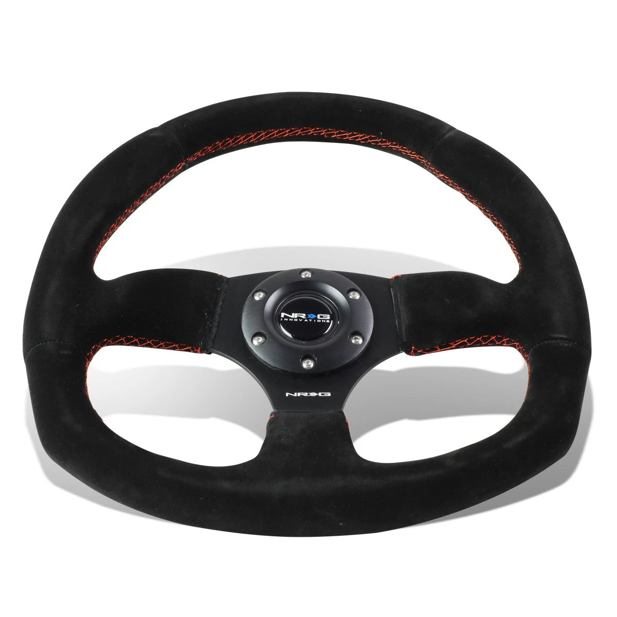 Nrg Reinforced Steering Wheel 32cm Black Suede Red | Built Supply Co