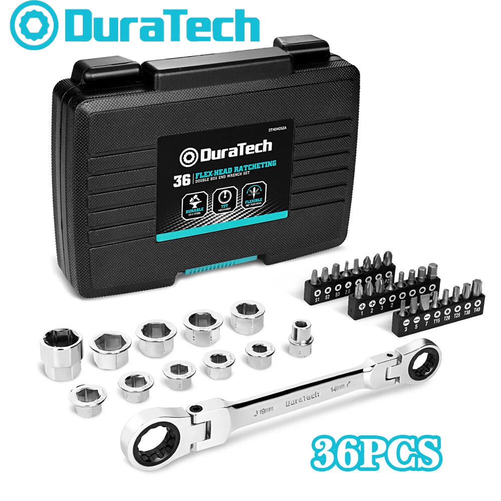 Duratech 24-in-1 Screwdriver Set 12-in-1 Flex-head Ratcheting Wrench