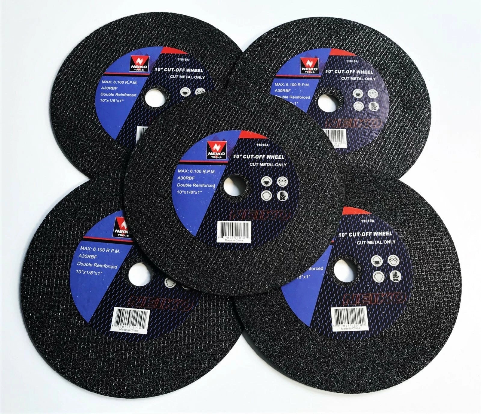 5 NEIKO 10" X 1/8" CHOP SAW METAL CUT OFF WHEELS GRINDING MITER GAS 1" ARBOR