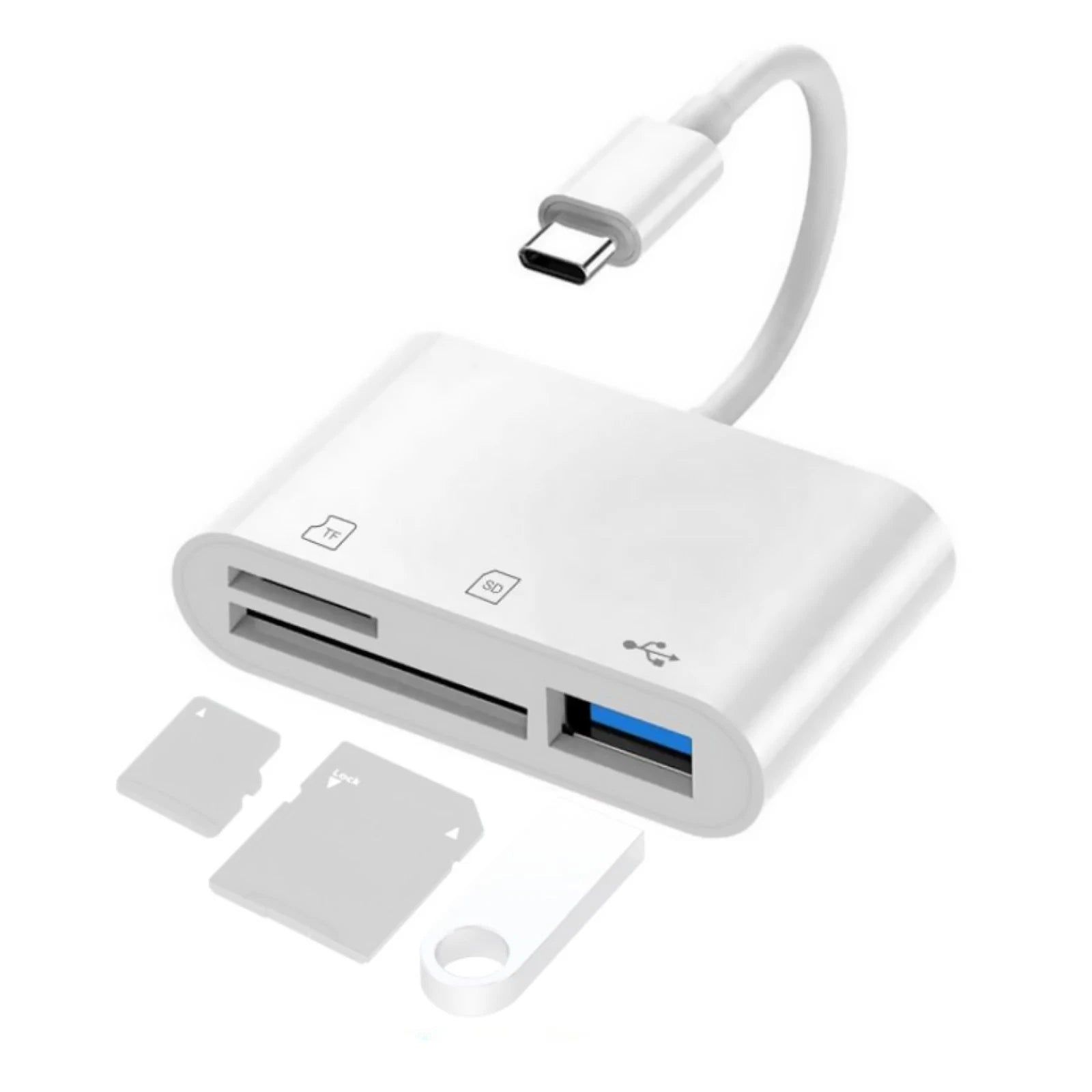 3-port Usb Type C To Card Reader Adapter Sd Card Reader For Macbook