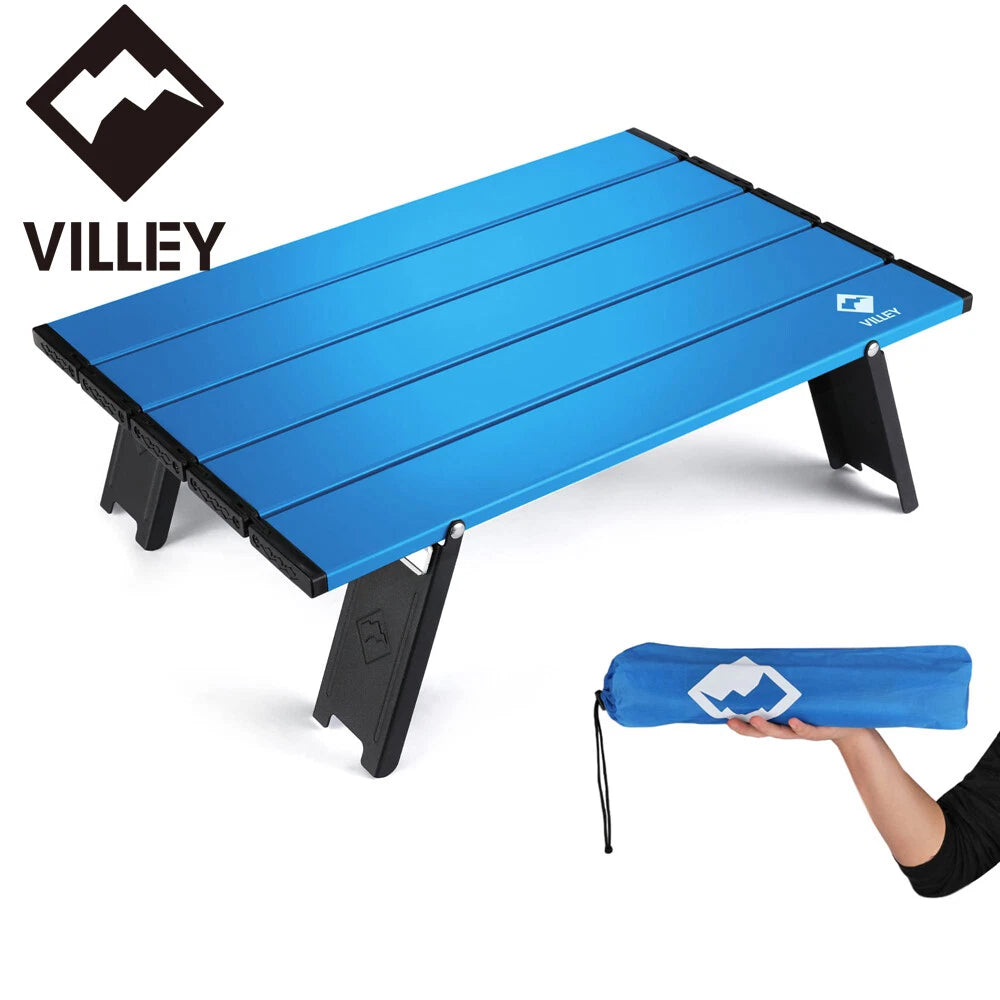 VILLEY Mini Portable Folding Beach Table Ultralight Aluminum Side Table with Bag