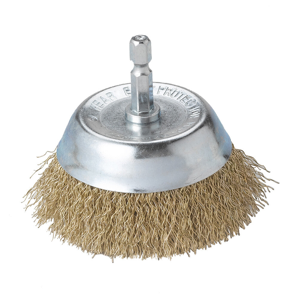 3" Brass Coated Crimped Wire Cup Brush - 10 Pack