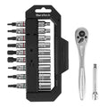 20PIECE 1/4" Drive Socket Set Metric SAE Bit Socket Ratchet Wrench