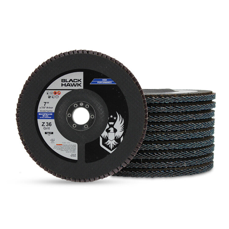 10 Pack - 7" x 7/8" 40 Grit Zirconia Flap Discs Coarse Grinding Wheels
