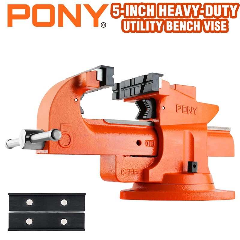 PONY 5-inch Heavy-Duty Bench Vise Utility Combination Pipe Vise 360°