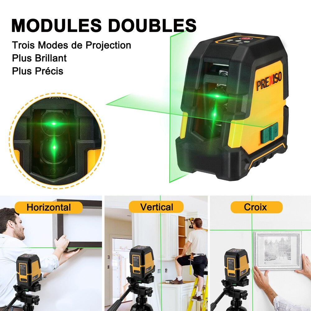 PREXISO 100Ft Rechargeable Dual Modulus Line Laser Self Leveling Laser