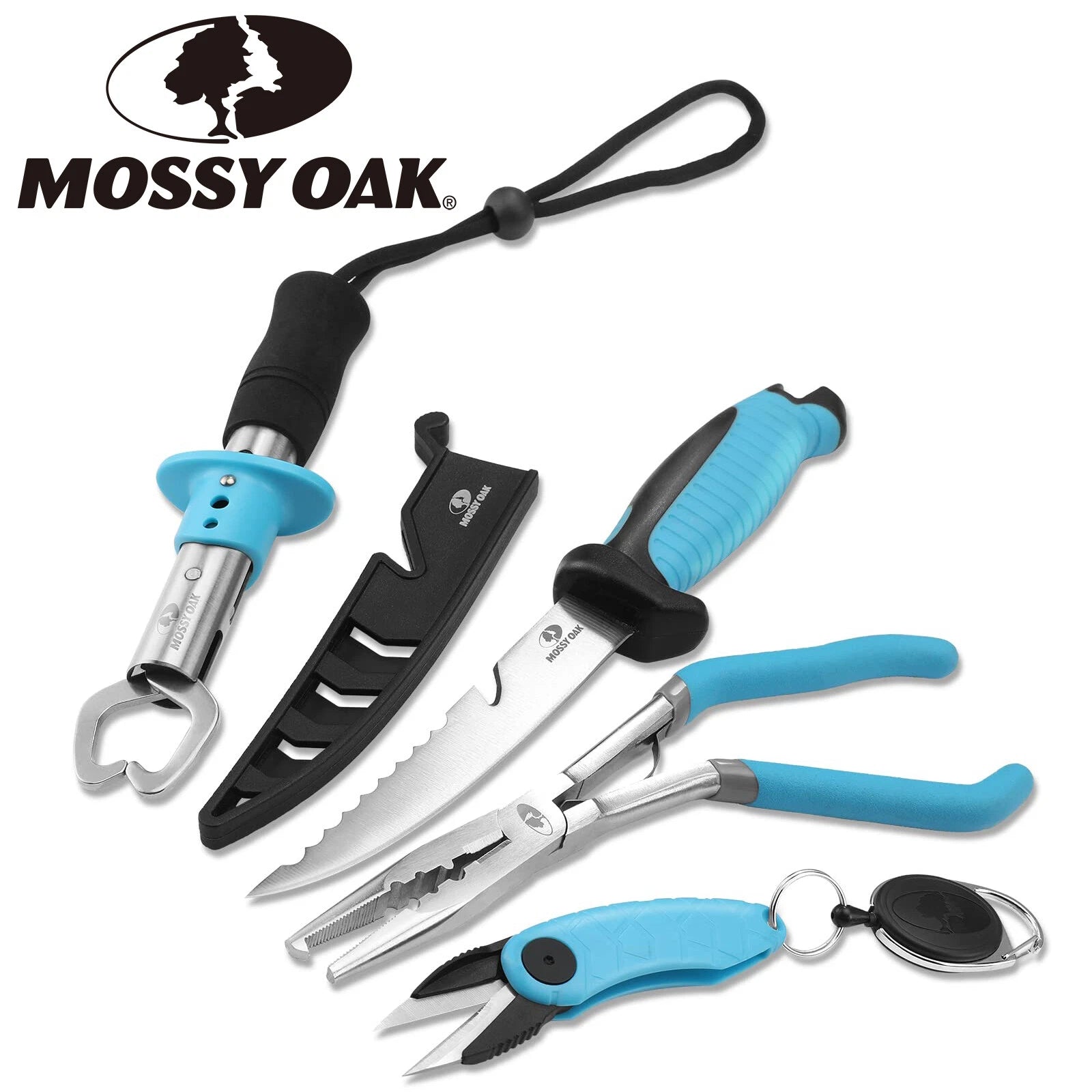 Mossy Oak Fishing Tool Kit Fishing Plier Fillet Knife Gripper Pistol