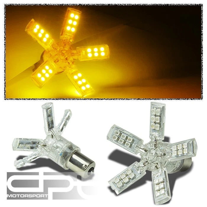 X2 40 3528 Smd 1156 Bright Amber Led Spider 5 Spokes/arms