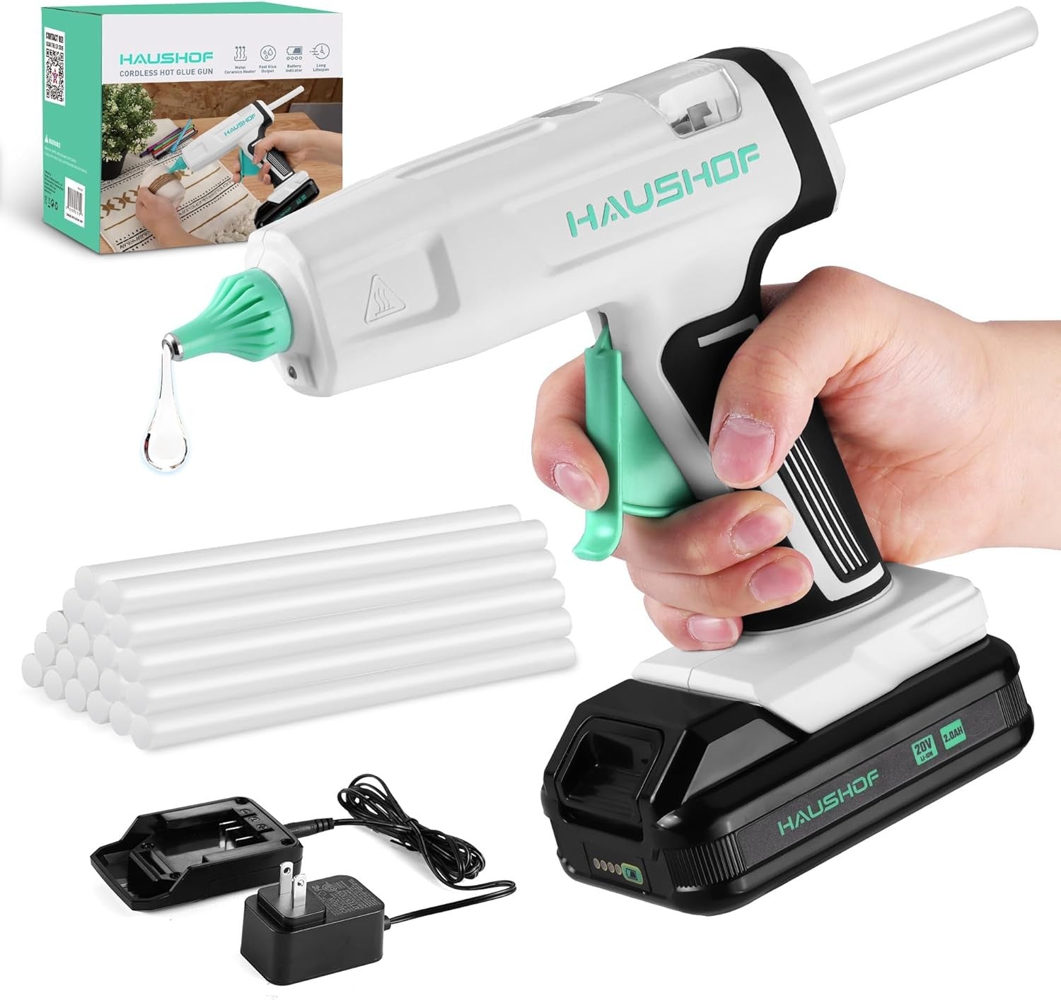 HAUSHOF 20V Cordless Hot Glue Gun Kit by HAUSHOF
