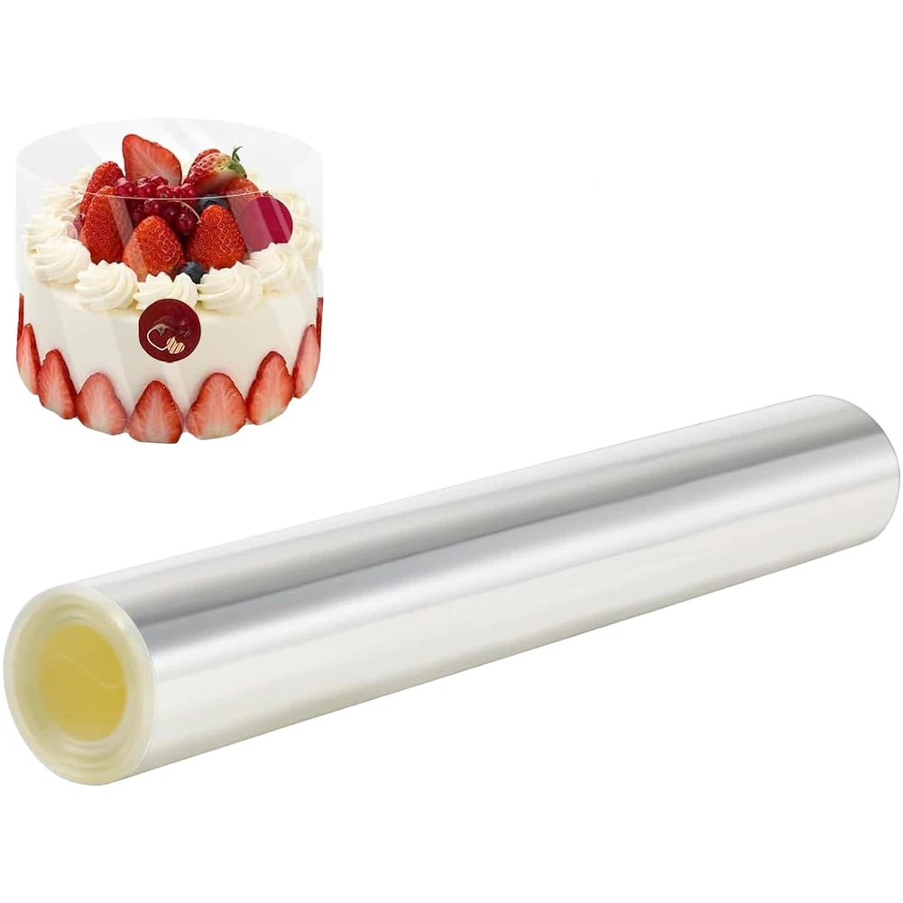 Clear Pet Cake Border 30cm By 5m Roll With Decorative Stickers For