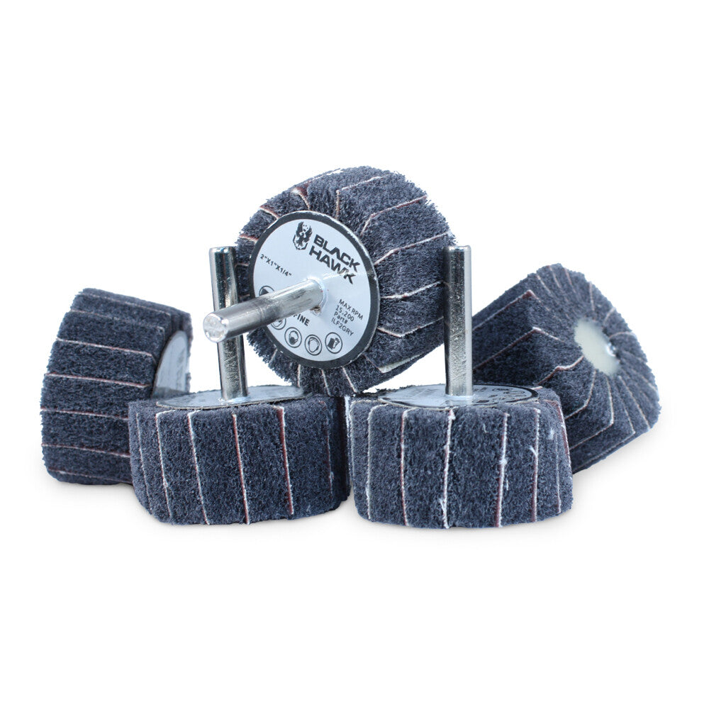 25 Pack - 2” x 1” x ¼” Mounted Interleaf Flap Wheels Grey (Fine)