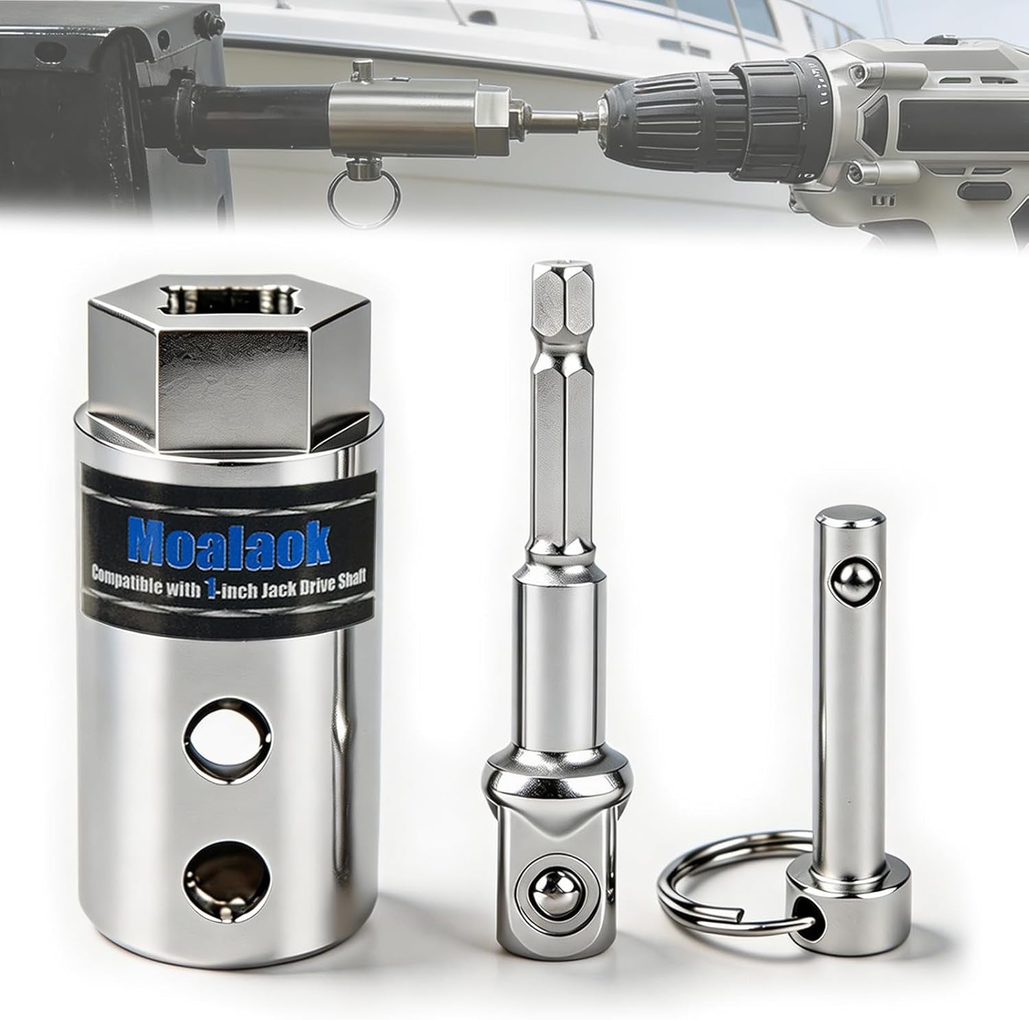 Trailer Jack Drill Adapter Compatible with 1 Inch Drive Shaft Full