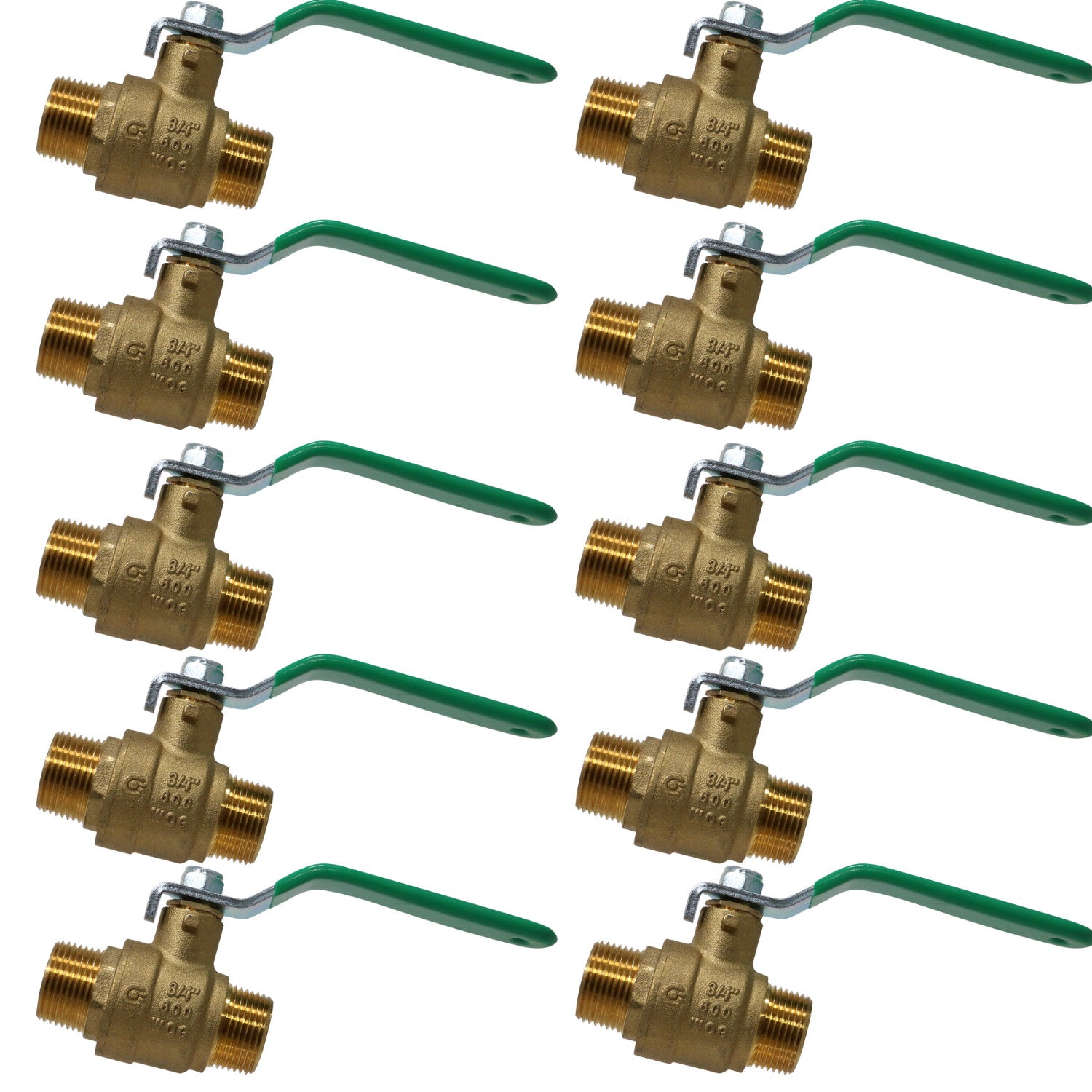 10 PCS 3/4 MALE BALL VALVE, LEAD FREE BRASS, FULL PORT,