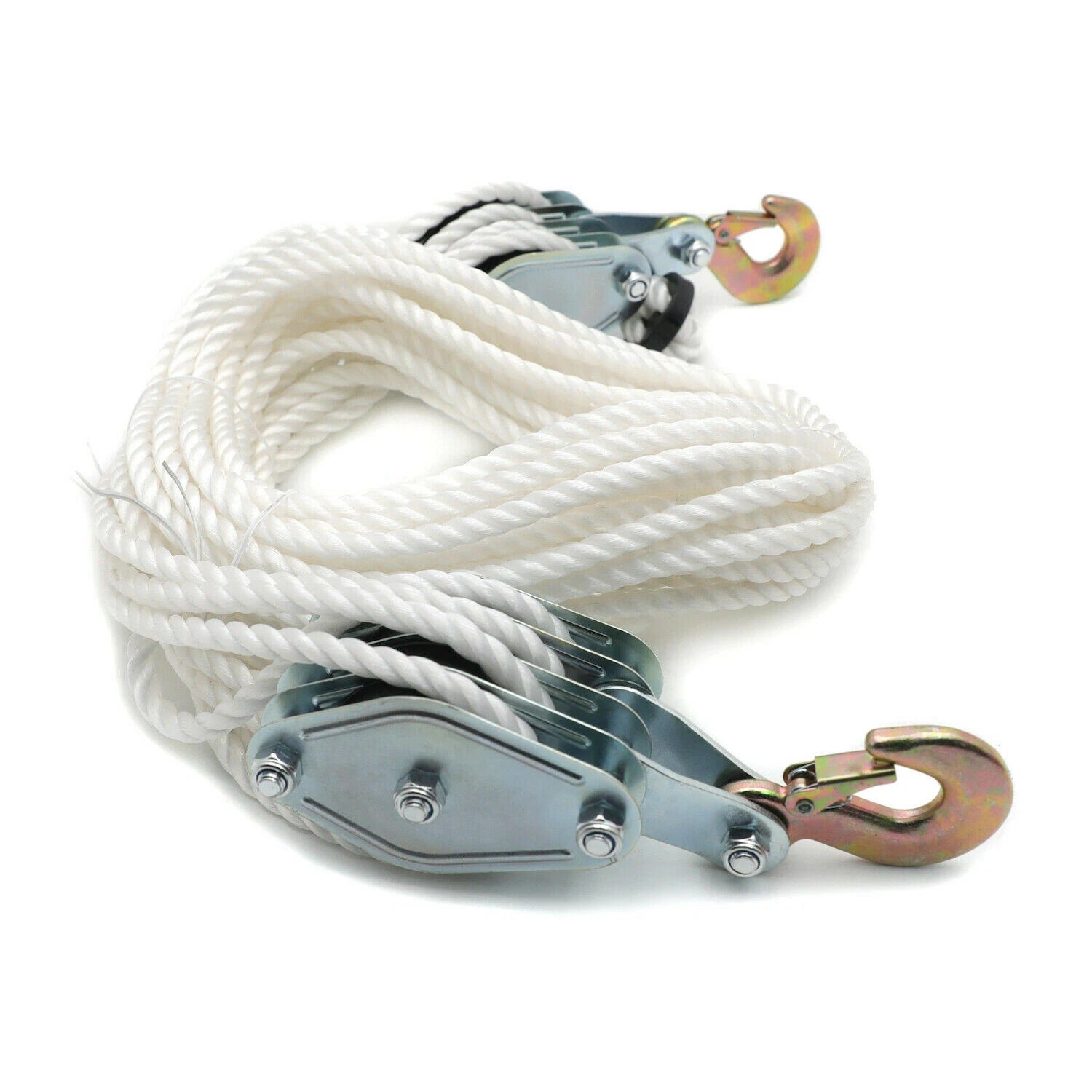 4000 Lbs/2 Ton 65ft Poly Rope Hoist Pulley Wheel Block, Tackle 7:1