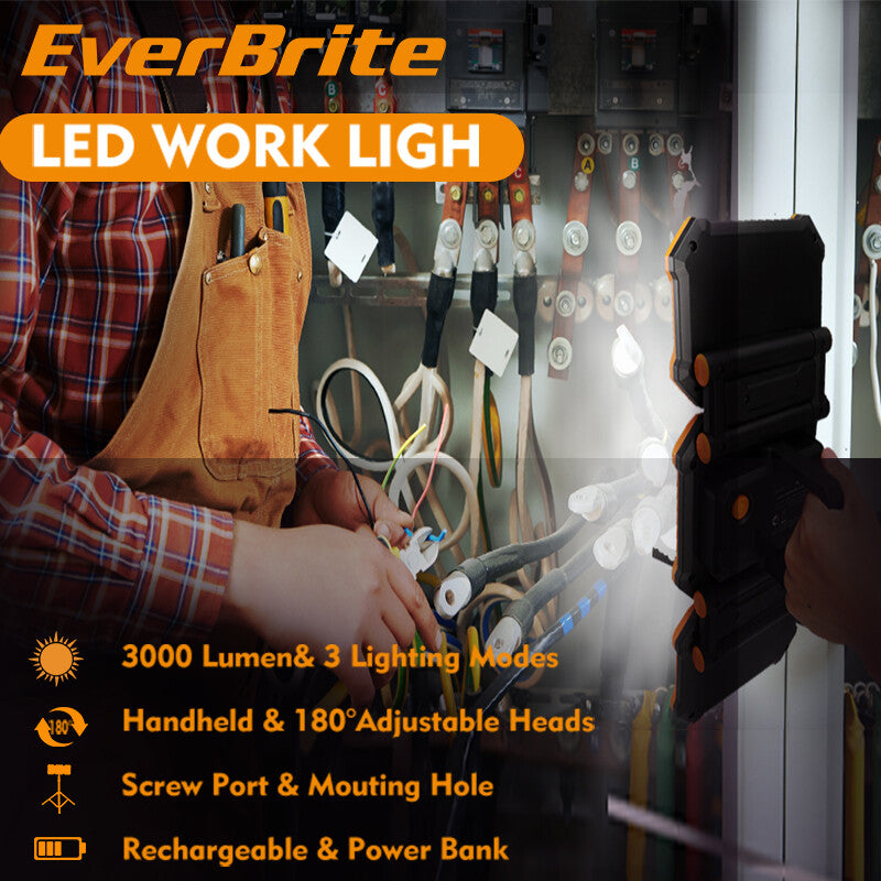 EverBrite 3000LM LED Rechargeable Work Light Folding Work Light 3