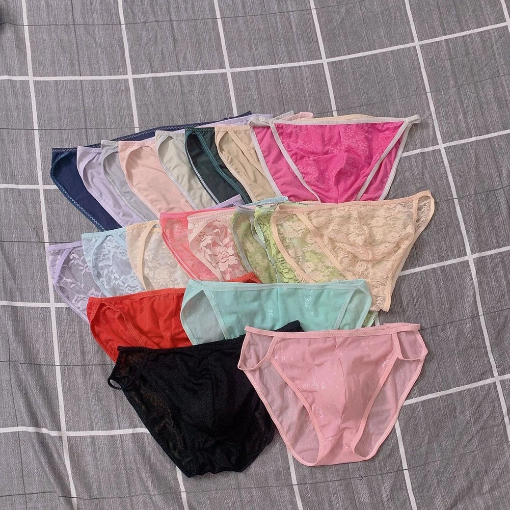 All Seasons Men Underwear Gstring Lace Knickers Ice Silk Breathable