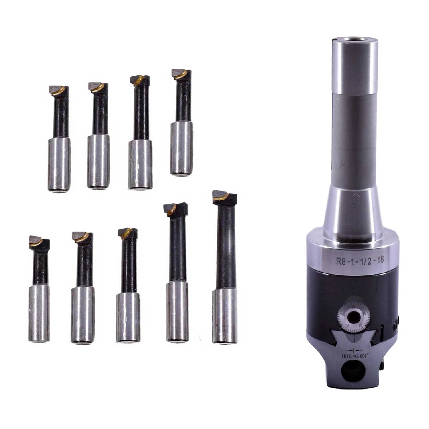 NEW R8 50MM BORING HEAD  WITH 9PCS 12MM CARBIDE TIPS SET USA SELL