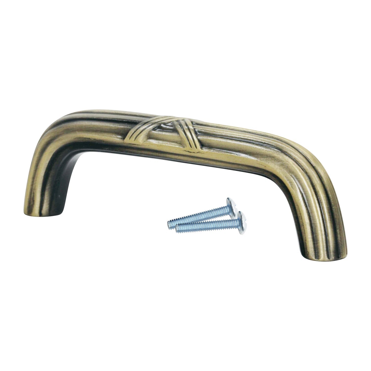 Rok Classic Crisscoss Rustic Brass Kitchen Cabinet Pull Handle 3"