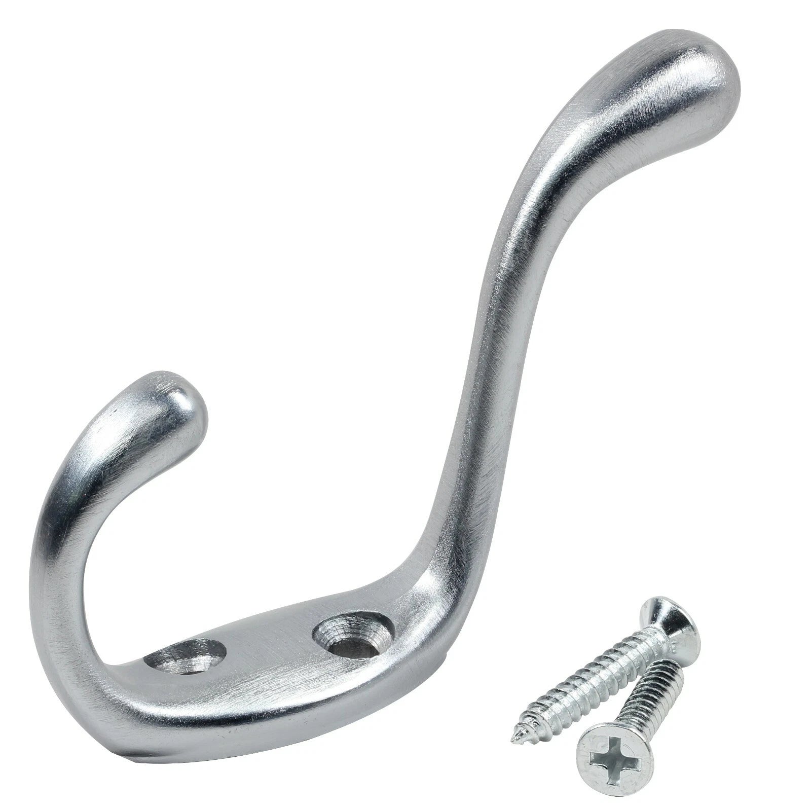 Rok Heavy Duty Brushed Chrome Home Wall Closet Towel Coat Double Hook