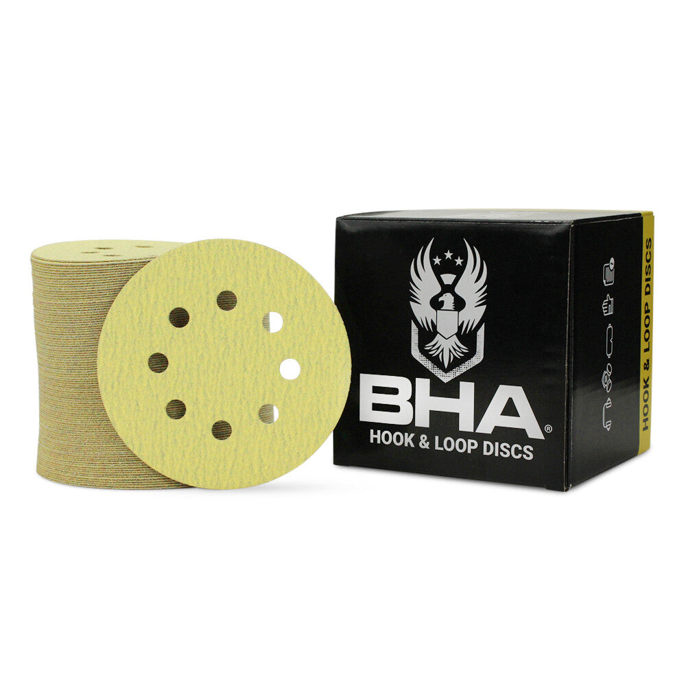 100 Pack - 5" Inch 8 Holes 150 Grit Hook & Loop Sanding Discs Orbital