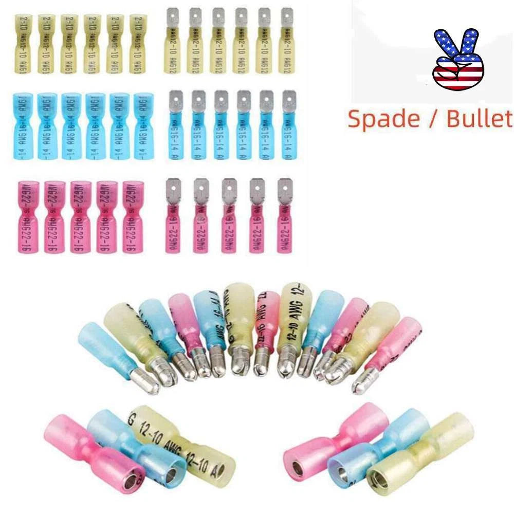 Heat Shrink Male Female Spade Bullet Terminals Wire Crimp Connectors