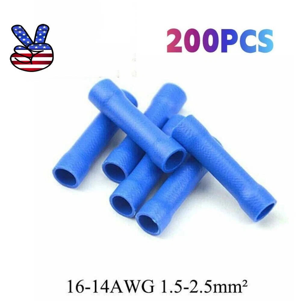 16-14awg 200x Insulated Straight Wire Electrical Connectors Butt