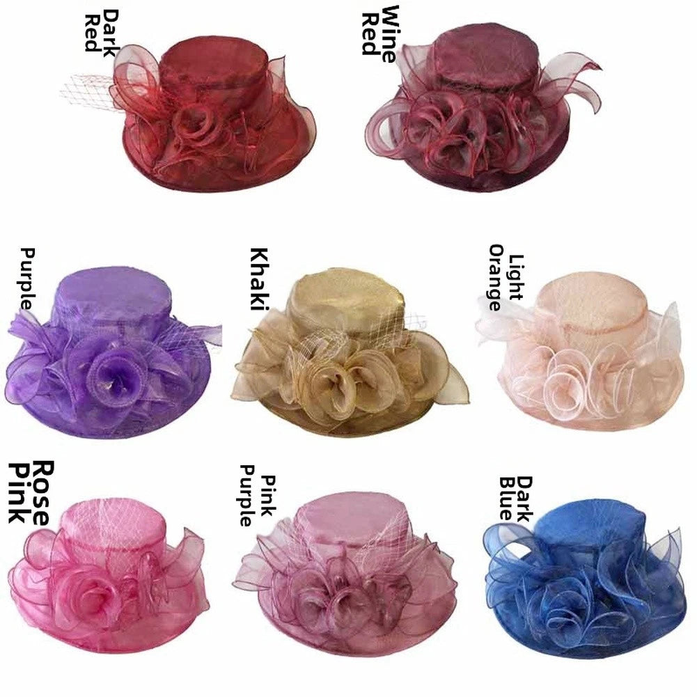 For Womens Sun Hat In Organza And Mesh With 10cm Brim And Floral Touch