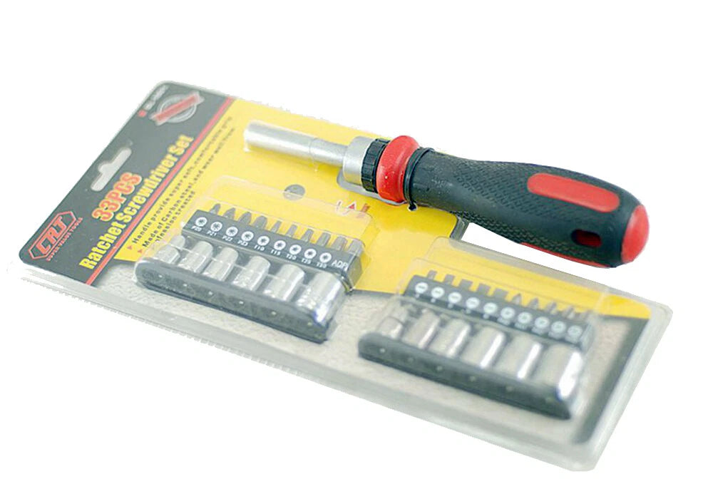 Crt Ratchet Screwdriver 1/4" Dr Socket Screwdriver Bits Set #Dl-1001