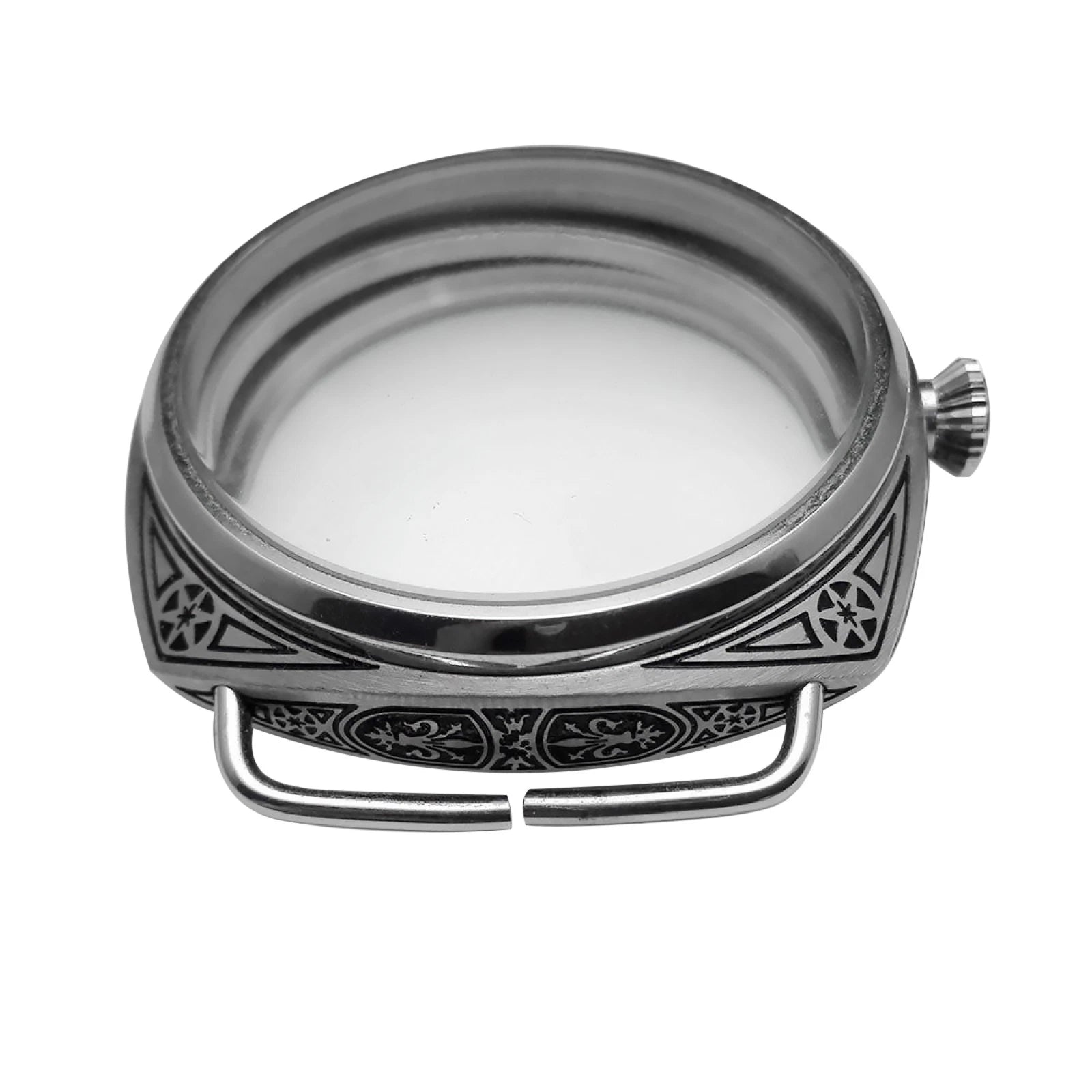 Retro Stainless Carving Glass Case For Eta 6497 6498 Seagull St36