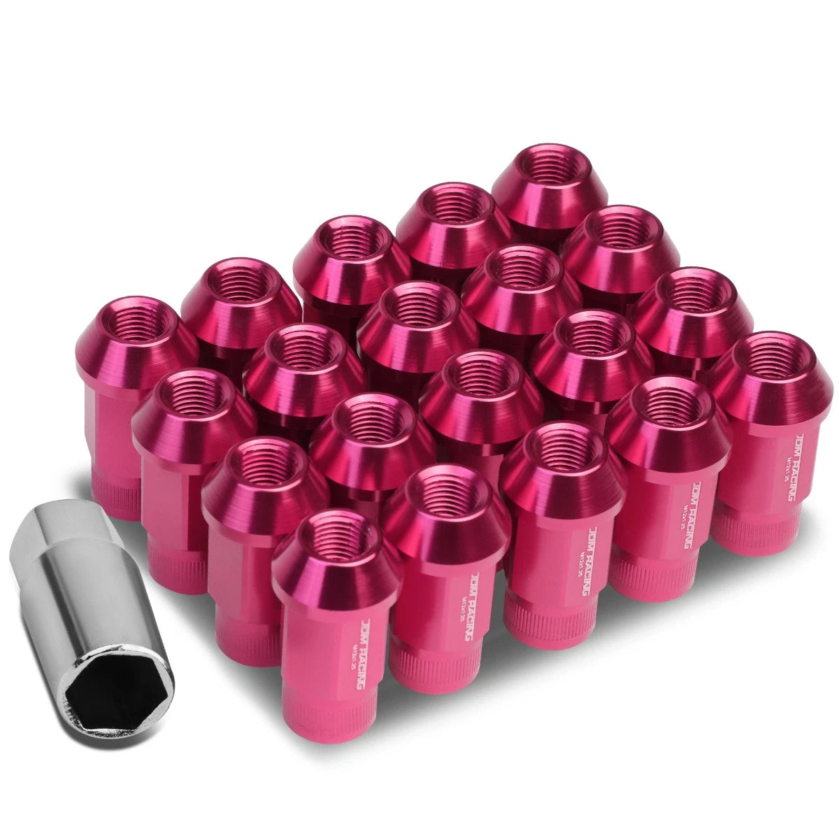 Open End M12x1.25 44mm Tall 25mm Od Pink Aluminum Jdm Rim Wheel Lug