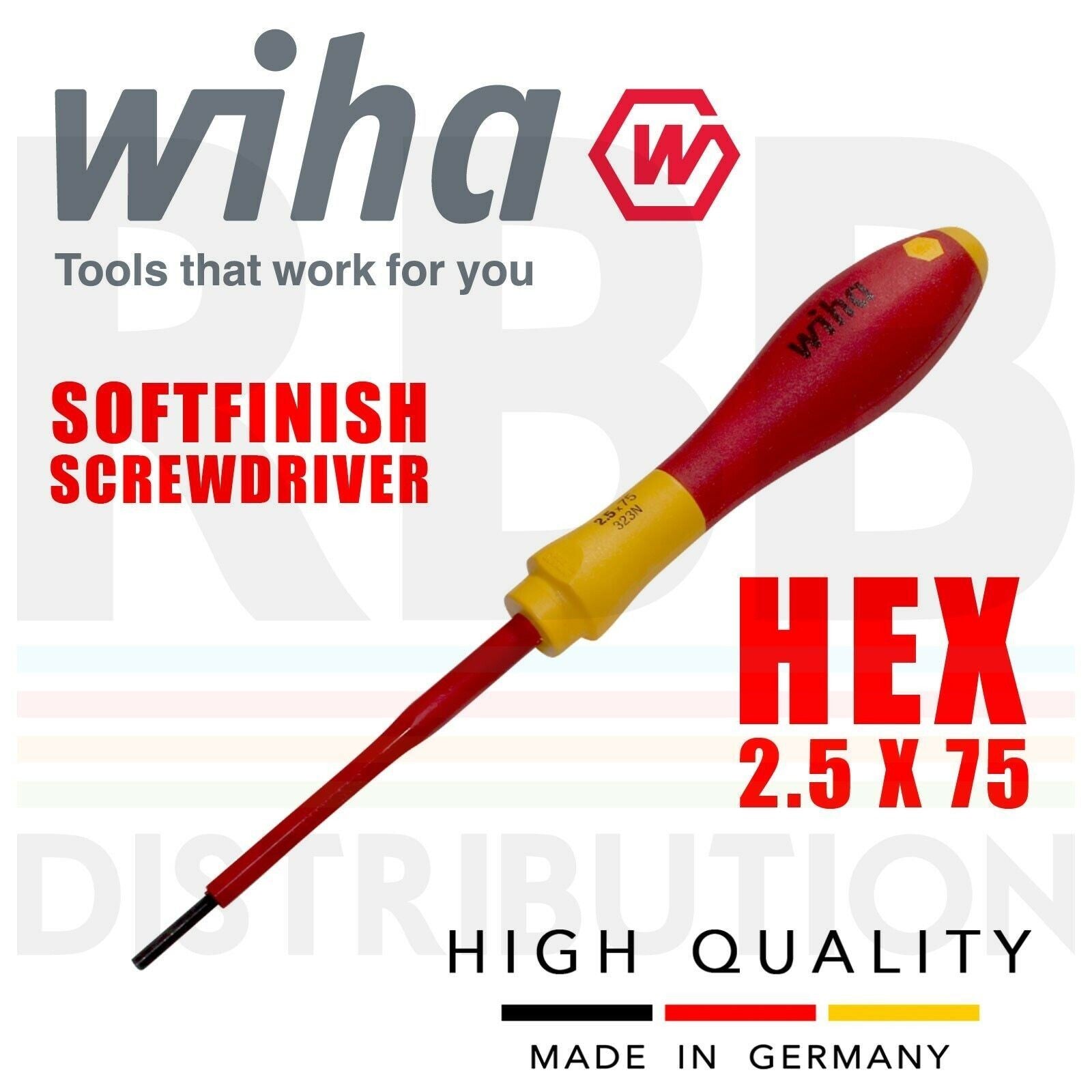 Wiha 30361 Hex Screwdriver 1000v Electrician VDE 2.5mm Softfinish GripOpens in a