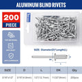 WORKPRO 200Pcs 3/16" x 1/2" Pop Rivets Assortment by WORKPRO