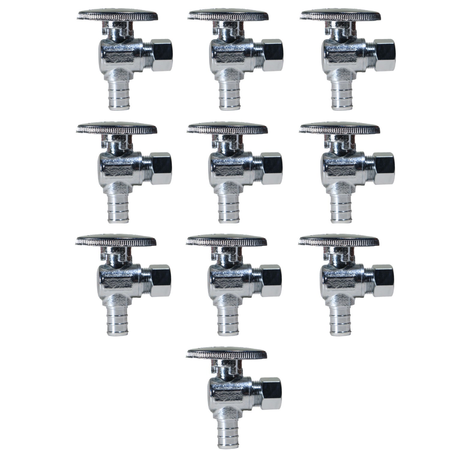 10 Pack XFITTING 1/2" Pex-B x 3/8" OD Angle Stop Valve,