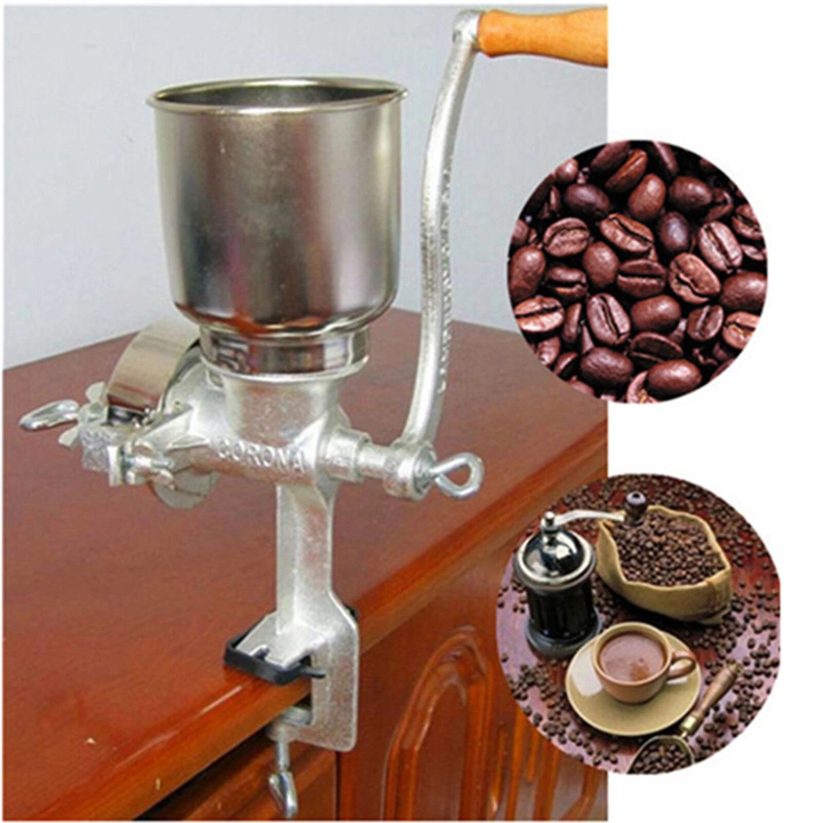 Manual Hand Grain Corn Cereal Flour Mill With Hopper Wheat Coffee