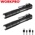 Workpro 2pack Rechargeable Pen Light Handheld Pocket Flashlight 4