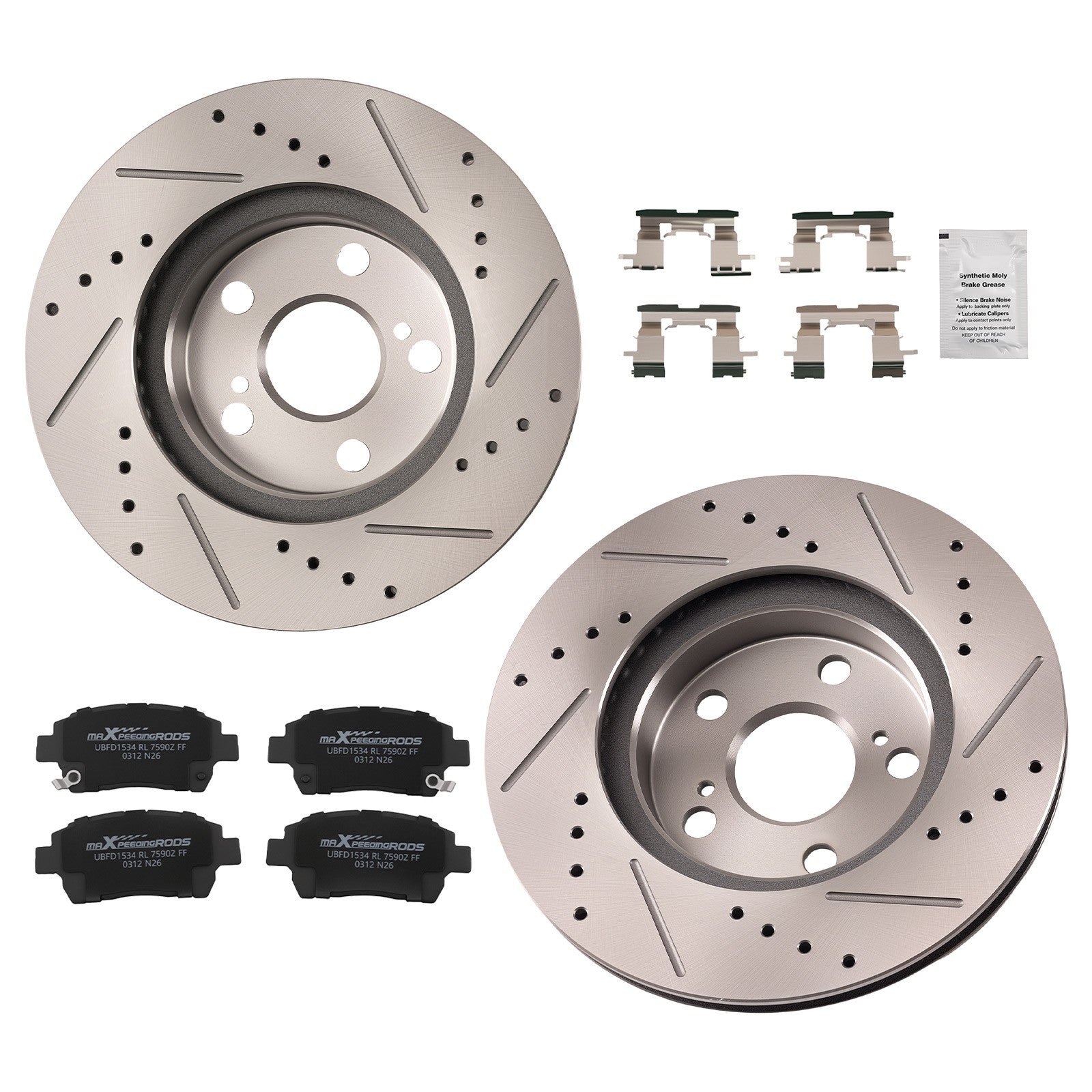 255mm Front Vented Brake Rotors Ceramic Pads for Toyota Prius