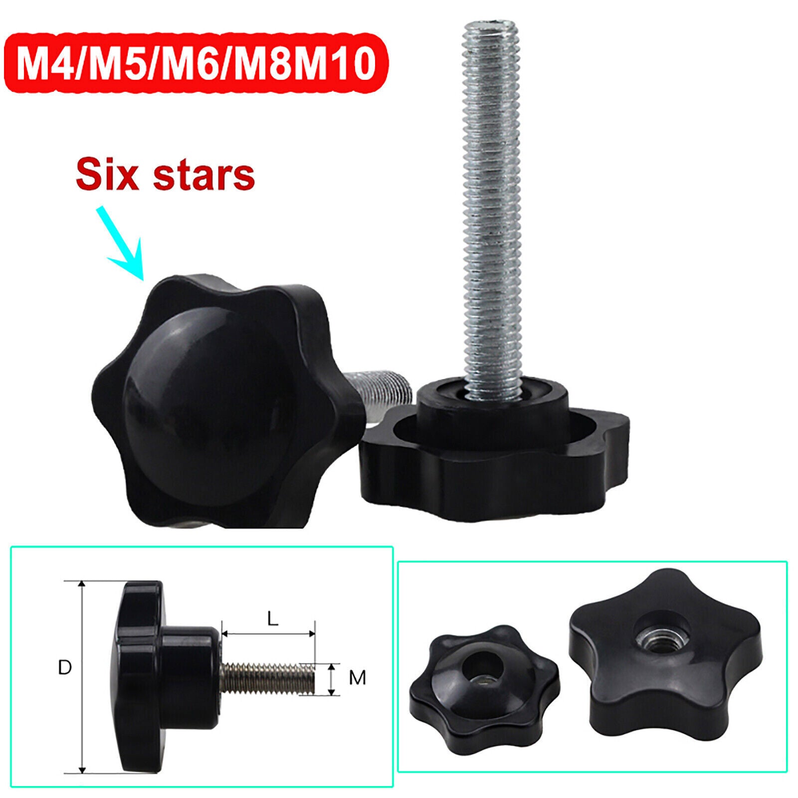 Plastic Black Thumb Screw - M5/6/8/10