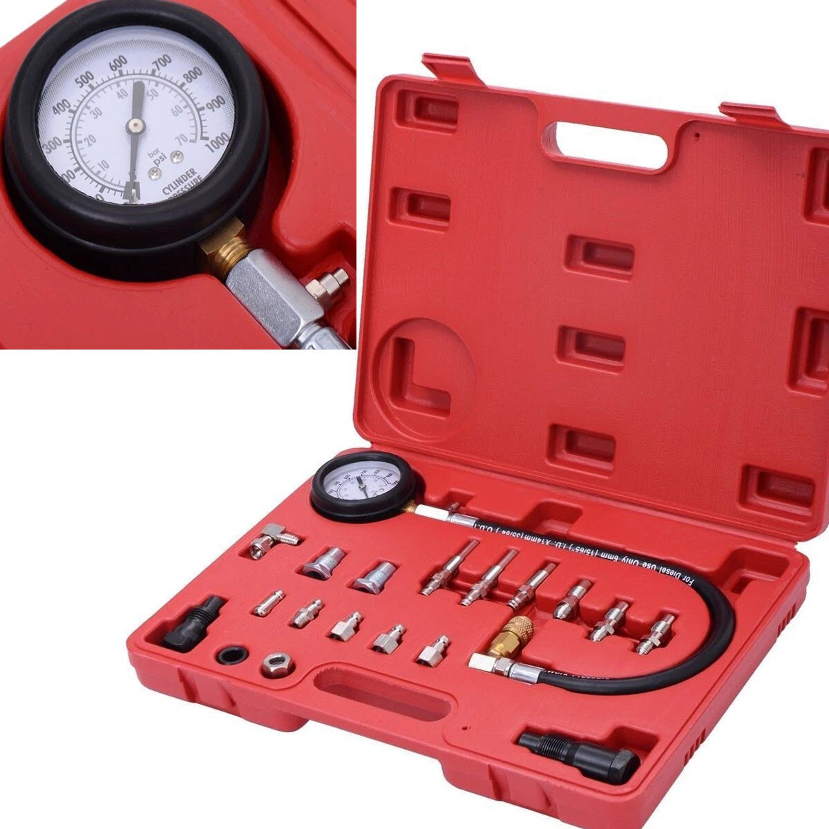 Diesel Cylinder Compression Pressure Meter Engine Testing Gauge Test