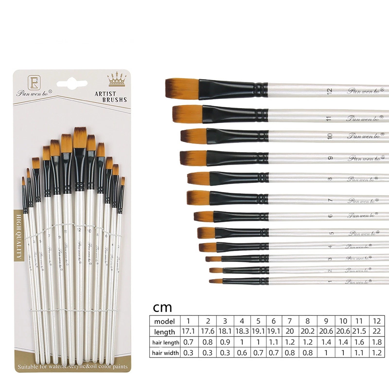 Set Artist Paint Brushes Acrylic Oil Watercolour Painting Crafts Art