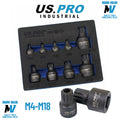 US PRO Industrial Stubby Impact XZN Spline Bit Socket Set M4-M18