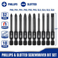 WORKPRO 10pcs Slotted Phillips Screwdriver Bit Set CNC Machined S2 Steel Tool